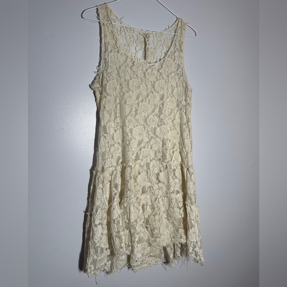 free people cream lace overlay layering top size large - Picture 3 of 4